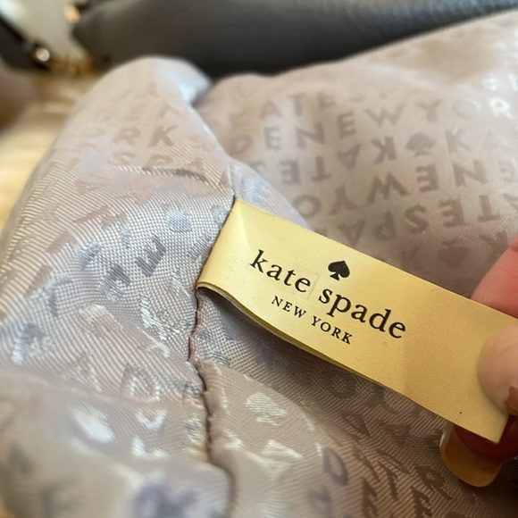 Kate Spade Gray Pebbled Leather Satchel Purse Adjustable Strap Dual Handles - Picture 3 of 11